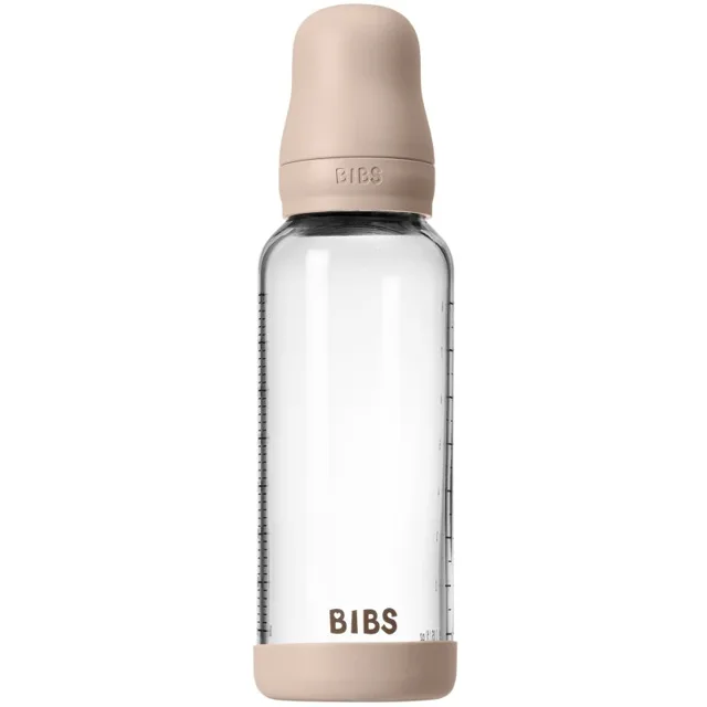 BIBS Baby Glass Bottle Silicone antikoliková láhev se silikonovým pítkem Blush 1 ks