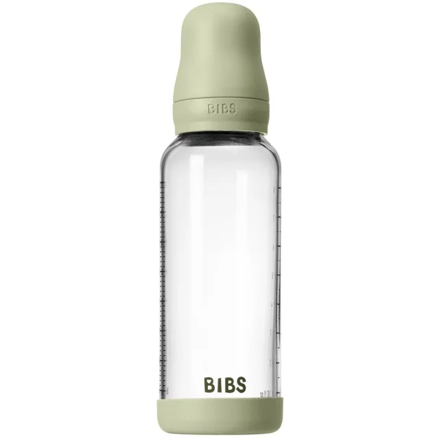 BIBS Baby Glass Bottle Silicone antikoliková láhev se silikonovým pítkem Sage 1 ks