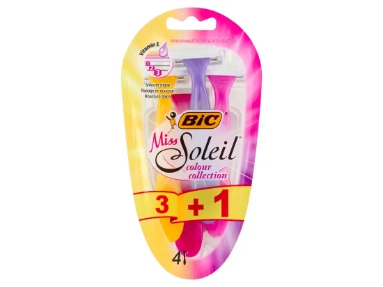 BIC Miss Soleil Colour Collection holicí strojek se 3 břity pro hladké oholení 3 + 1 ks