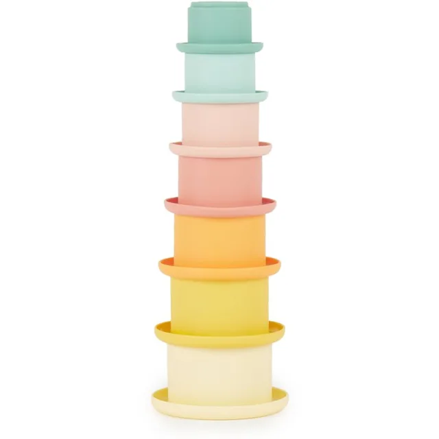 Bieco Silicone Stacking Cups Tropical Vibes stohovací kelímky 12 m+ 7 ks
