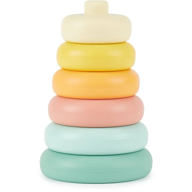 Bieco Silicone Stacking Tower Tropical Vibes nasazovací kroužky 12 m+ 6 ks