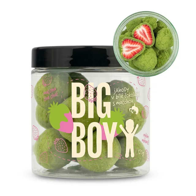 BIG BOY Jahody v matcha a bílé čokoládě 120 g