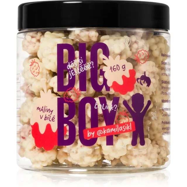 Big Boy Maliny v bílé čokoládě by @kamilasikl mrazem sušené ovoce v čokoládě 160 g