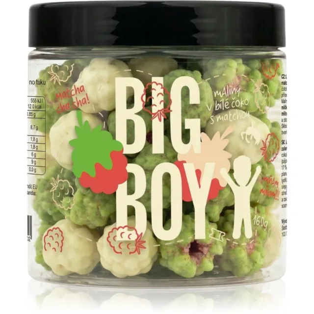 Big Boy Maliny v matcha a bílé čokoládě sušené ovoce v čokoládě 160 g