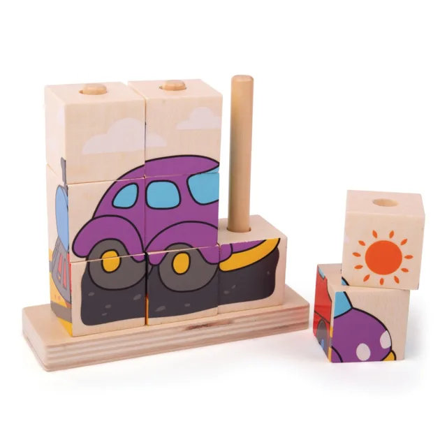 Bigjigs Toys Nasazovací kostky dopravní prostředky