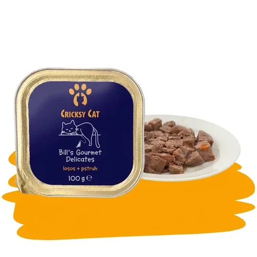 Bill mokré krmivo pro kočky s lososem a pstruhem – 100 g - 32ks balení