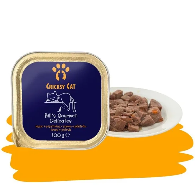 Bill vlhké krmivo pro kočky s lososem, pstruhem a borůvkami – 100 g - 16ks balení