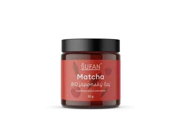 BIO čaj Matcha s lyofilizovanými jahodami, 30 g