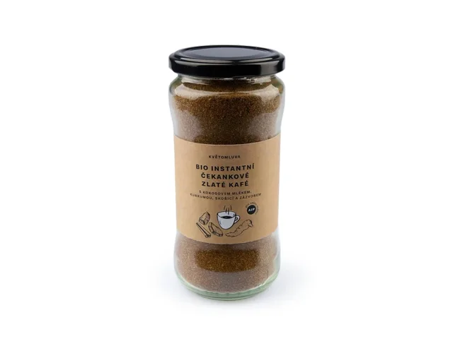 Bio instantní čekankové zlaté kafé s kokosovým mlékem, kurkumou a skořicí, 115 g