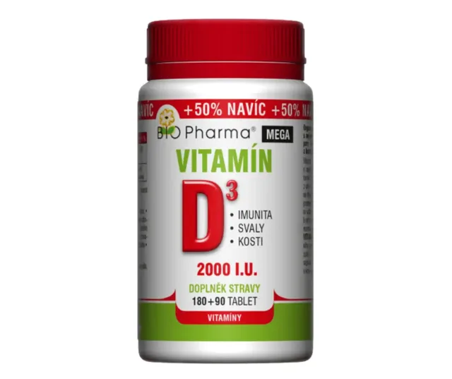 Bio-Pharma Vitamín D3 Mega 2000 I.U. 180+90 tablet