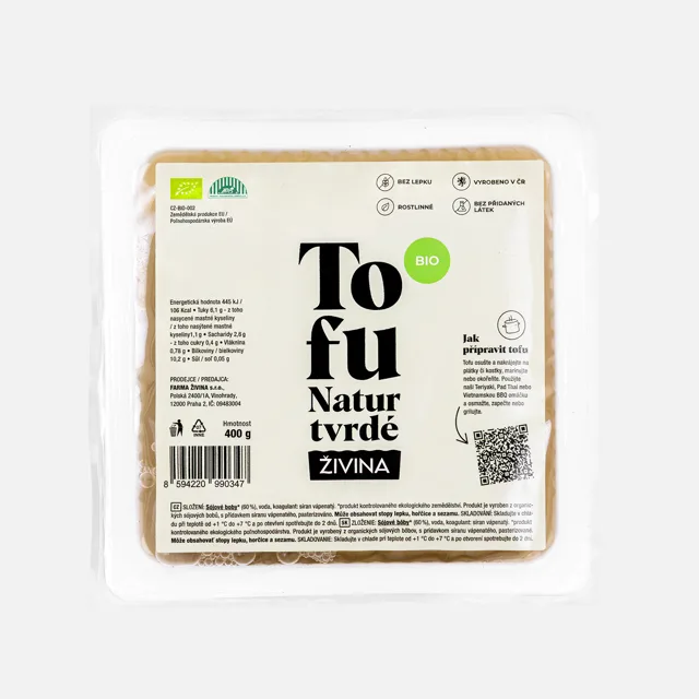 BIO tofu natur tvrdé 400 g  z organických sójových bobů