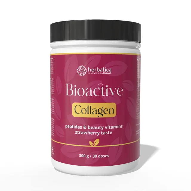 Bioaktivní kolagen s peptidy a vitamíny pro krásu, nehty, vlasy a pokožku - 300 g - Herbatica - Jahoda Příchuť: Jahoda