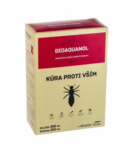 Bioaquanol kúra proti vším šampon 250 ml + balzám 250 ml + hřeben dárková sada