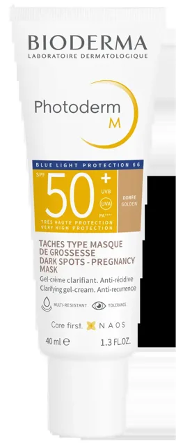 Bioderma Photoderm M ochranný tónovací krém proti pigmentovým skvrnám Fragrance Free, Paraben Free, Water Resistant) odstín Golden SPF 50+ 40 ml