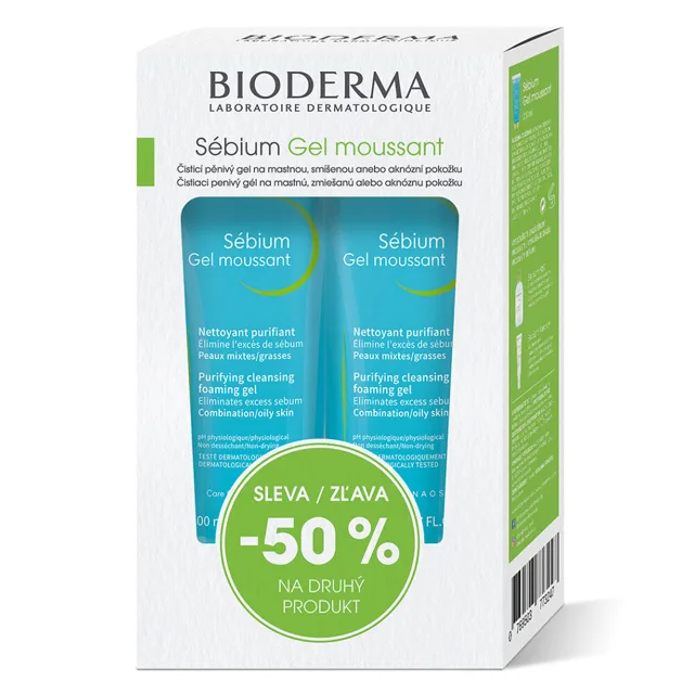 Bioderma Sébium Gel moussant čisticí pěnivý gel 200 ml Výhodné dvoubalení
