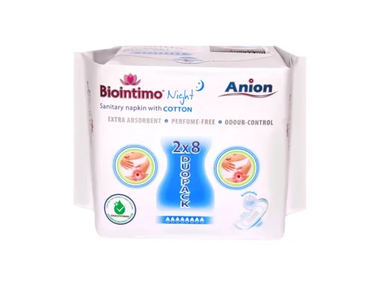 Biointimo Anion noční hygienické vložky s křidélky 16 ks