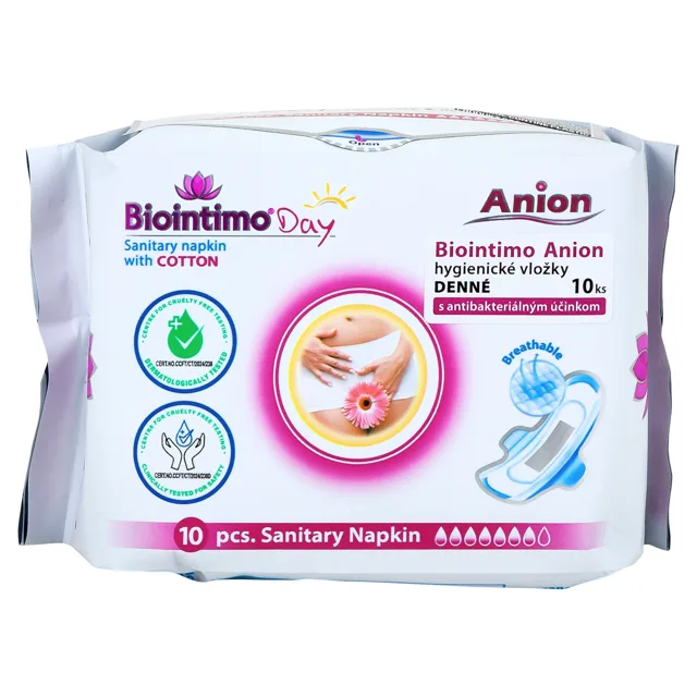 Biointimo Hygienické vložky Anion denní s křidélky 10 kusů