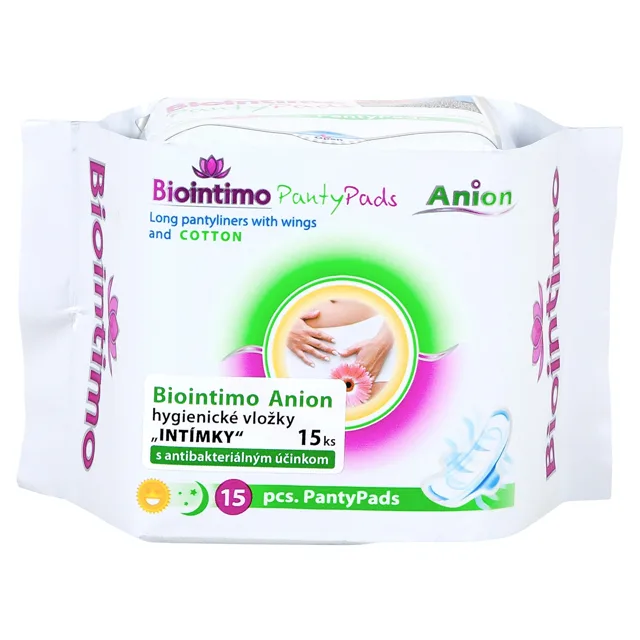 Biointimo Hygienické vložky Anion intimky s křidélky 15 kusů