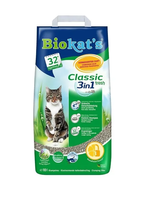 BIOKAT'S Classic 3v1 2x10 l Fresh bentonitové stelivo s vůní svěží trávy
