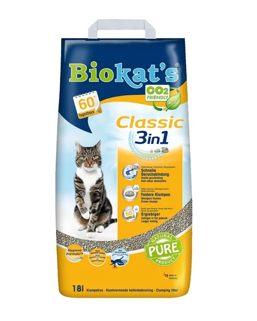 BIOKAT'S Classic 3v1 bentonitové stelivo 18 l