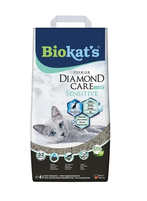 BIOKAT'S Diamond Care Sensitive Classic 6 l bentonitové stelivo pro kočky