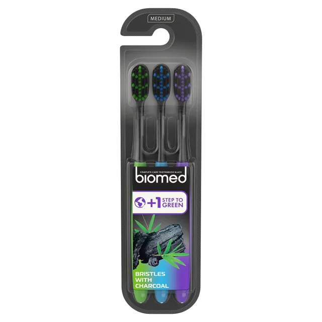 BIOMED Black Zubní kartáčky Medium 3 kusy