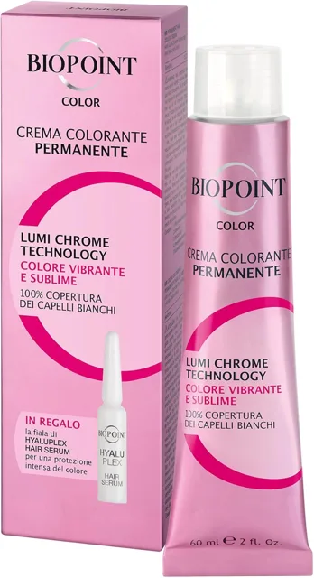 Biopoint Permanentní barvicí krém 60 ml + 1 ampule vlasového séra Hyaluplex 3 ml - 5 světle hnědá
