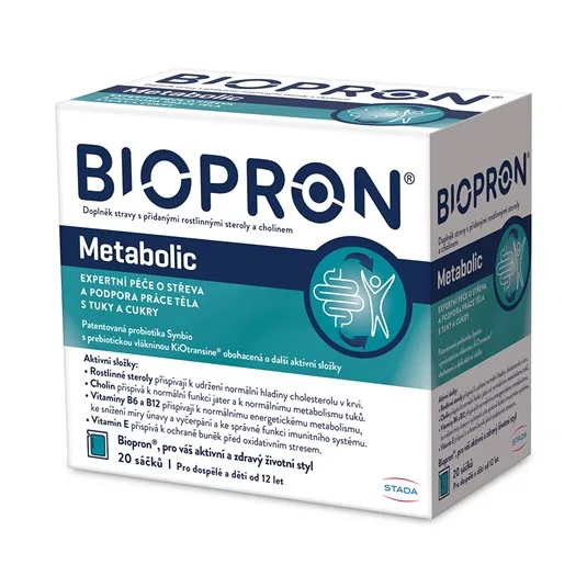 Biopron Metabolic, probiotika a prebiotika, podpora práce těla s tuky a cukry 20 sáčků
