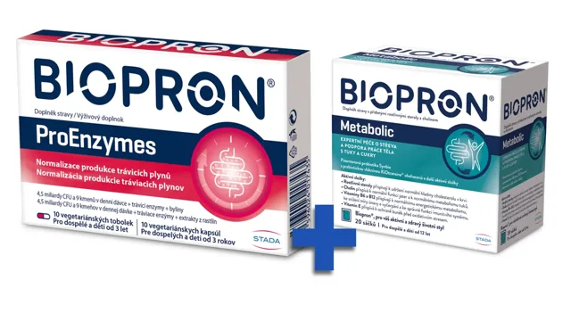Biopron ProEnzymes 10 tobolek + Biopron Metabolic 20 sáčků