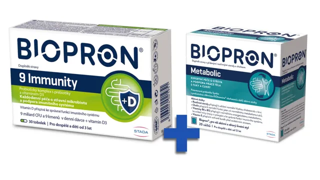 Biopron9 Immun vitamin D3 30 tobolek + Biopron Metabolic 20 sáčků