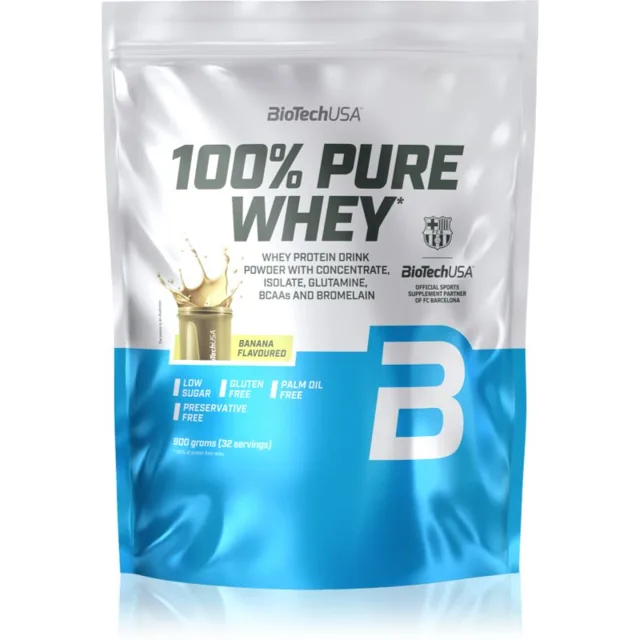BioTechUSA 100% Pure Whey syrovátkový protein příchuť Banana 900 g