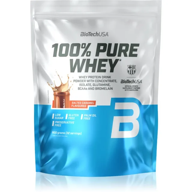 BioTechUSA 100% Pure Whey syrovátkový protein příchuť Salted Caramel 900 g