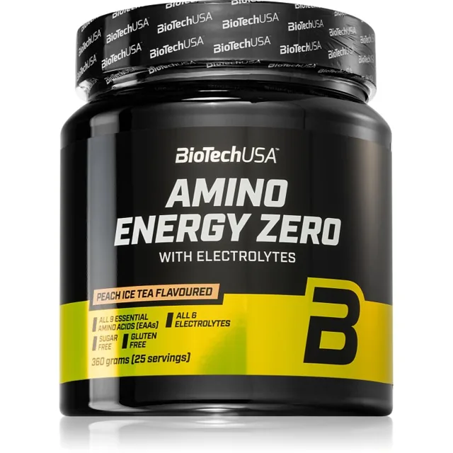 BioTechUSA Amino Energy Zero with Electrolytes podpora sportovního výkonu a regenerace příchuť Peach Ice Tea 360 g