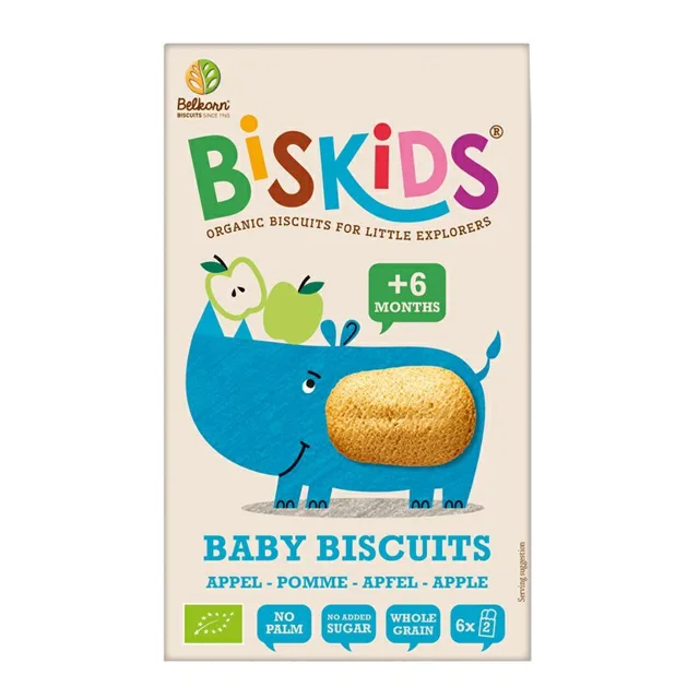 BISkids - BIO měkké dětské sušenky s jablečnou šťávou bez přidaného cukru 6M+, 120 g