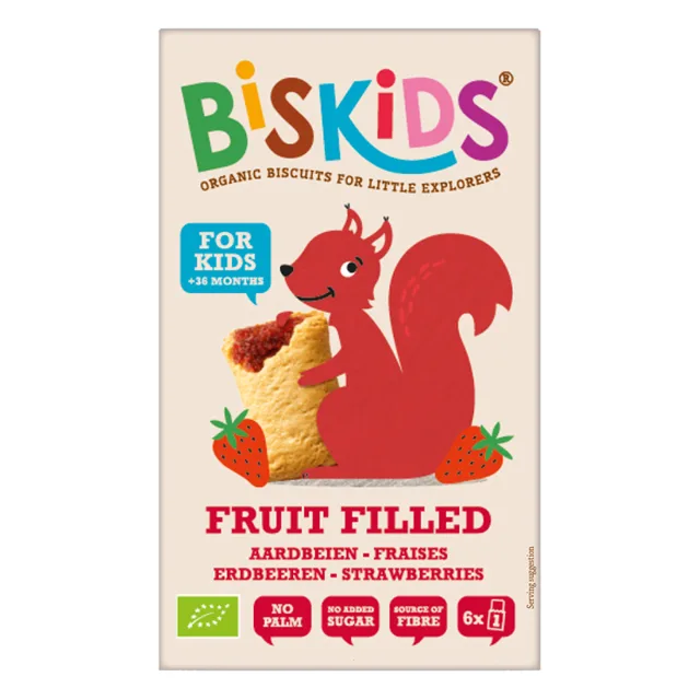 BISkids měkké dětské sušenky s jahodovým pyré, 120 g