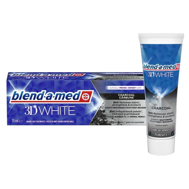 BLEND-A-MED Zubní pasta 3D White Charcoal 75 ml