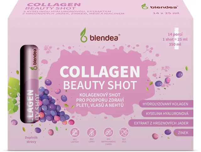 Blendea Collagen Beauty Shot s kyselinou hyaluronovou a zinkem 14 x 25 ml