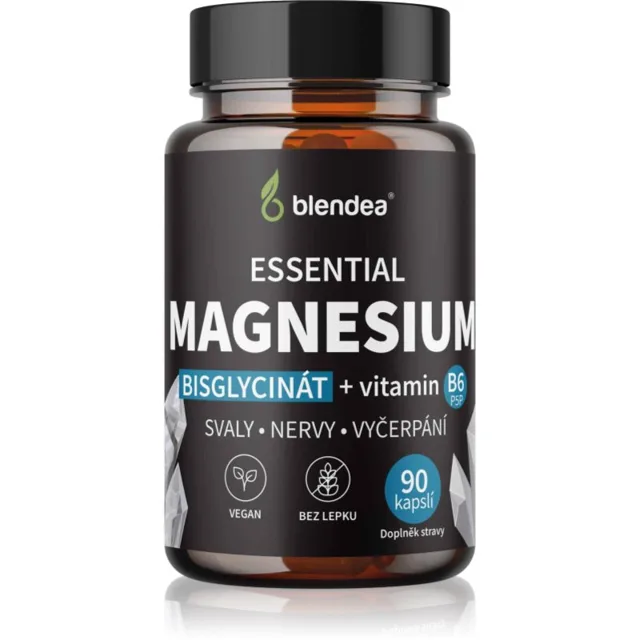 Blendea Essential Magnesium kapsle pro podporu snížení míry únavy a vyčerpání, normální stav zubů, kostí a svalů 90 cps