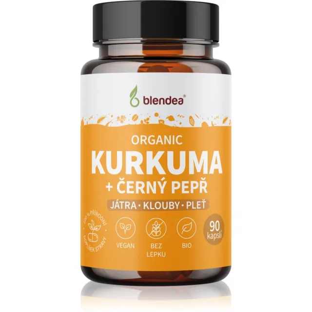 Blendea Organic Kurkuma + Piperin kapsle pro podporu zdraví jater 90 cps