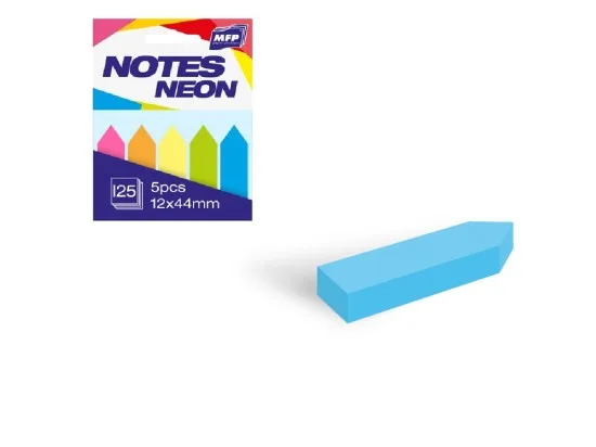 Bloček samolepící 5 ks 12x44mm mix 5 barev neon 125 listů