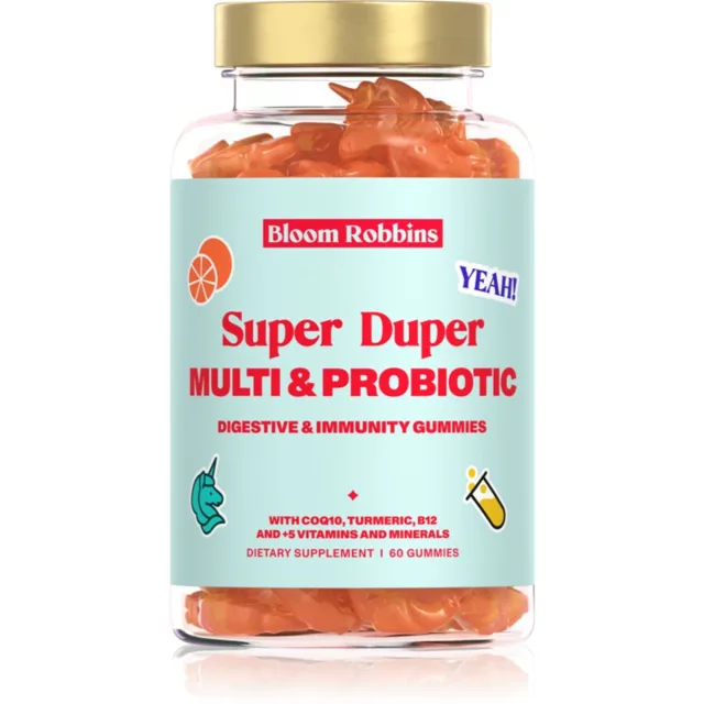 Bloom Robbins Super Duper MULTI & PROBIOTIC žvýkací kostičky pro podporu trávení 60 ks