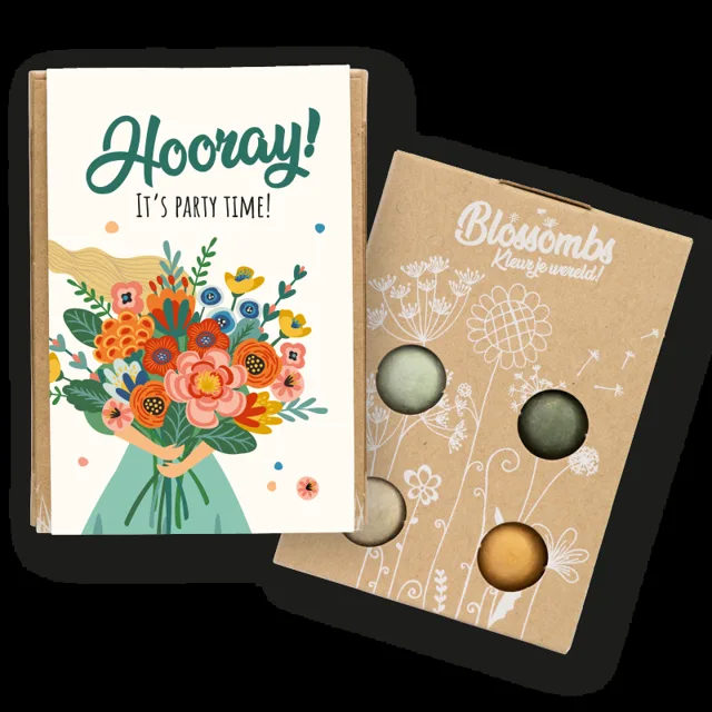 Blossombs Semínkové bomby - Dárková sada mini - Party (4 ks) - darujte květinu jinak