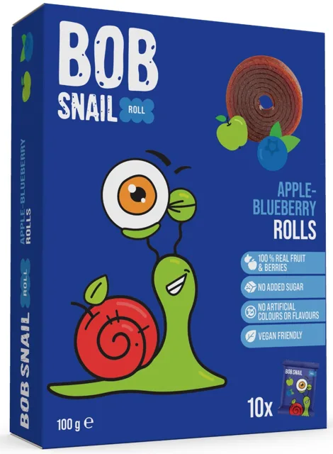 Bob Snail jablko-borůvka ovocné rolky 100 g