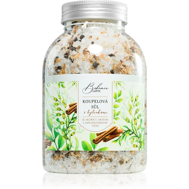 Bohemia Gifts Bohemia Natur koupelová sůl s bylinkami pro uvolnění vnitřního napětí skořice a akát 1200 g