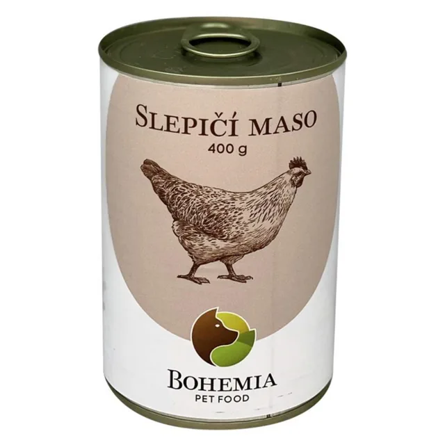 BOHEMIA PET FOOD Konzerva slepičí maso ve vlastní šťávě pro psy 400 g