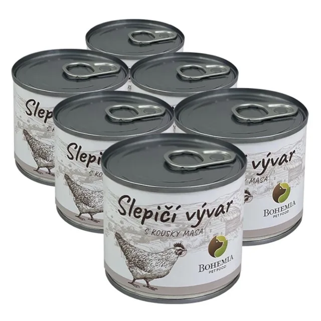 BOHEMIA PET FOOD Vývar Slepičí s kousky masa 6x140 ml
