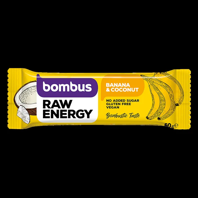 BOMBUS Raw energetická tyčinka banán a kokos 50 g