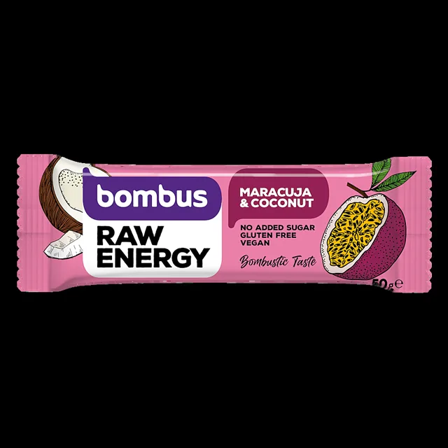 BOMBUS Raw energetická tyčinka maracuja a kokos 50 g