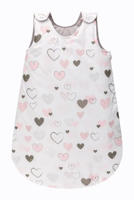 Bomimi Spací pytel 75cm / 3-12m, SRDÍČKA šedá