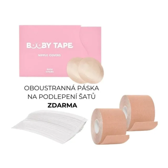 BOOBY TAPE SET 2 ks pásky NUDE + kryty na bradavky + ZDARMA oboustranná páska